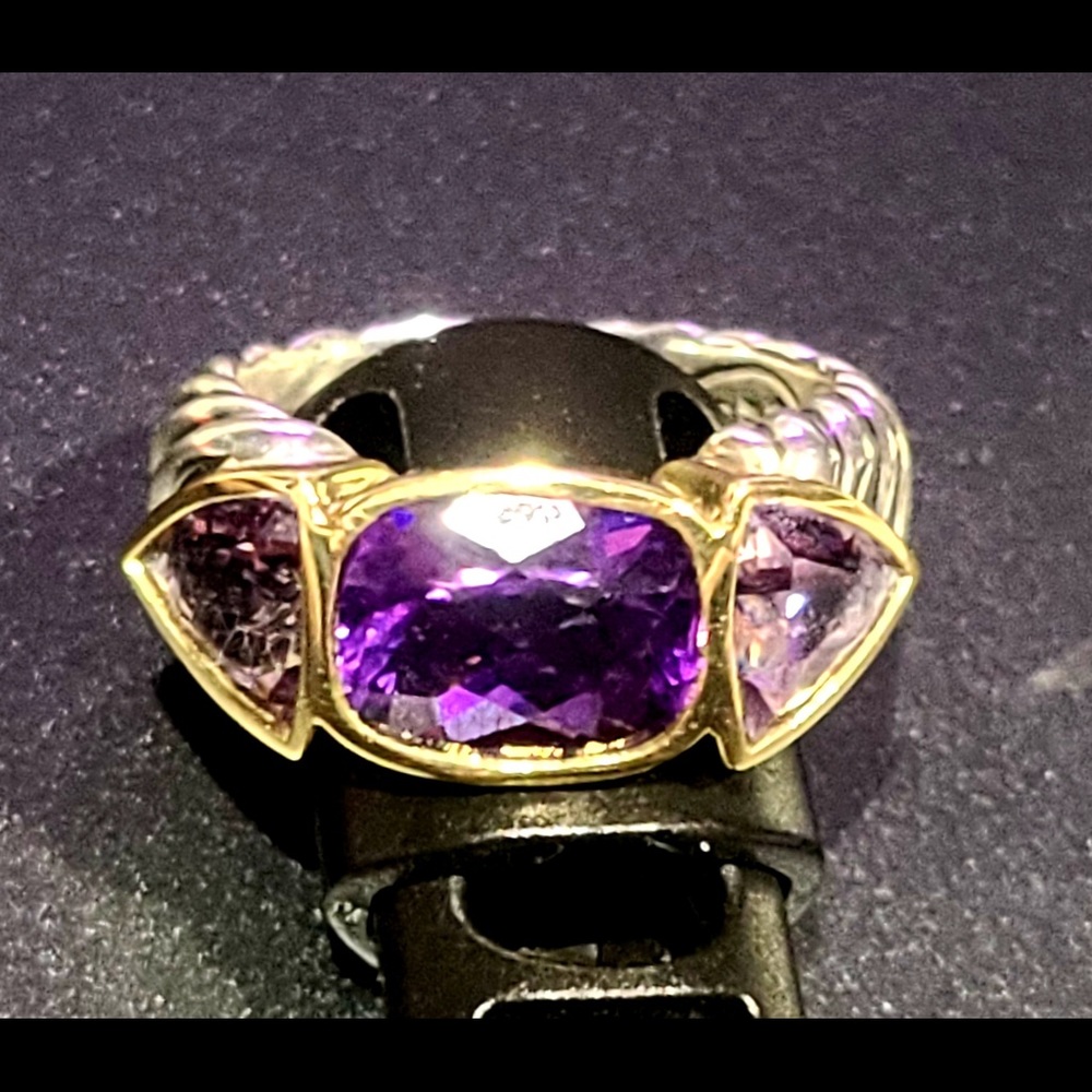 DAVID YURMAN AUTHENTIC AMETHYST, GOLD, & SILVER RING